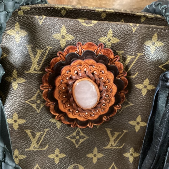 Authentic Boho Revamped Vintage Louis Vuitton Shopping Sac Black Braiding Concho - Picture 11 of 16